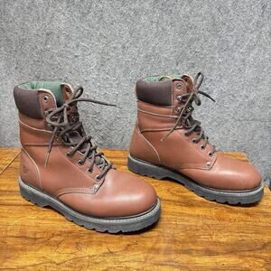 Texas Steer Boots Mens Size 9.5 Brown Leather Insulated Work Snow Oil Resistant